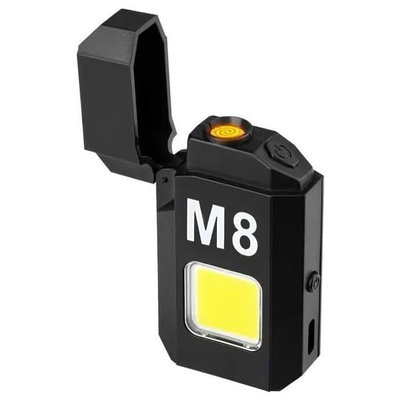 Encendedor Electrónico Táctico M8 Recargable USB-C Con Linterna COB LED Integrada