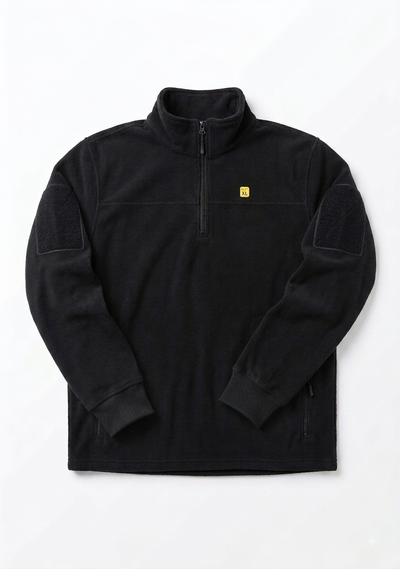Buzo Táctico de Micropolar con Medio Cierre y Velcro para Insignias - Negro