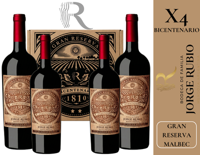 CAJA BODEGA JORGE RUBIO - LINEA GRAN RESERVA BICENTENARIO MALBEC ROBLE