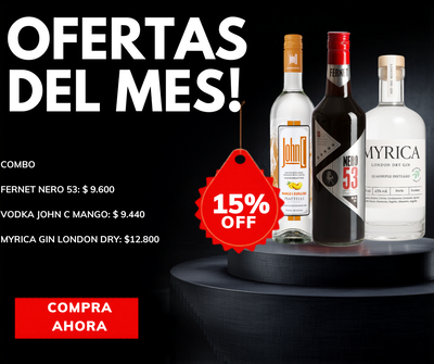 OFERTA FERNET NERO 53 + MYRICA GIN LONDON DRY + JOHN C MANGO