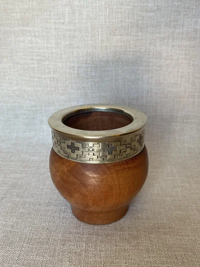 Mate imperial de madera con alpaca