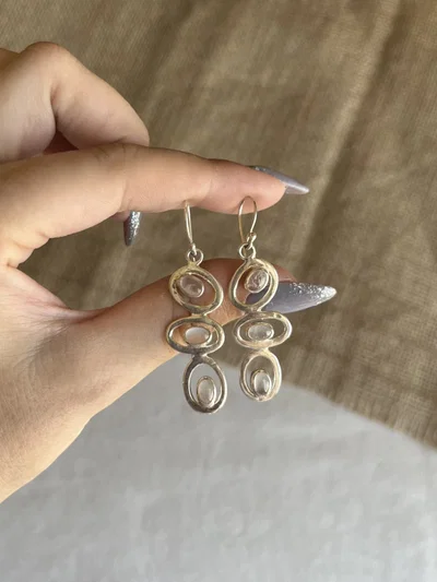 Aros con cuarzo rosa