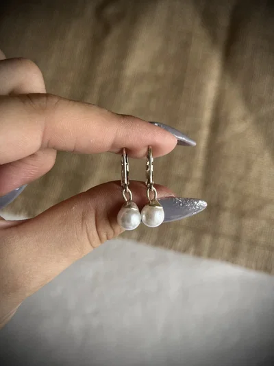 Aros perlitas colgantes