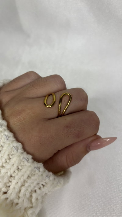 Anillo Open Drop - Acero Dorado 