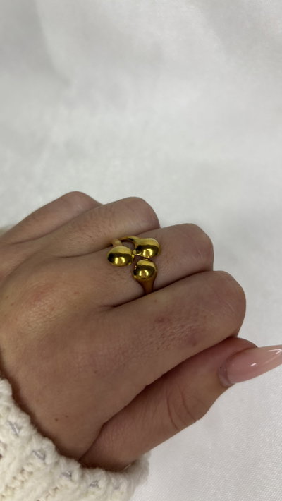 Anillo Triple Glow - Acero Dorado 