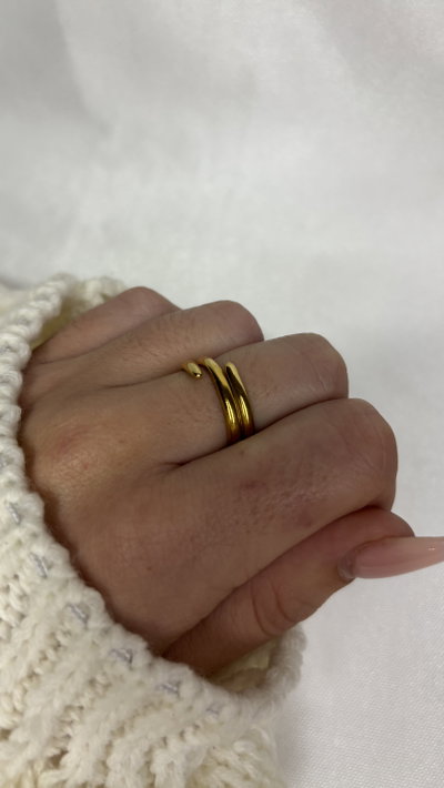 Anillo Golden Trio - Acero Dorado 