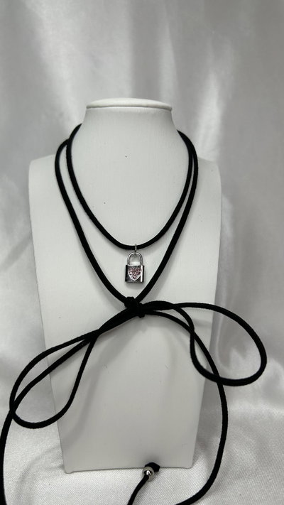 Choker Candado Rosa - Gamuza 