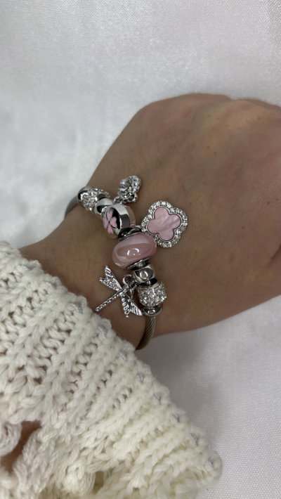 Pulsera Charms Rose - Acero Quirúrgico 