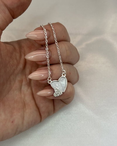 Collar Corazón Dual Pure - Acero Blanco 