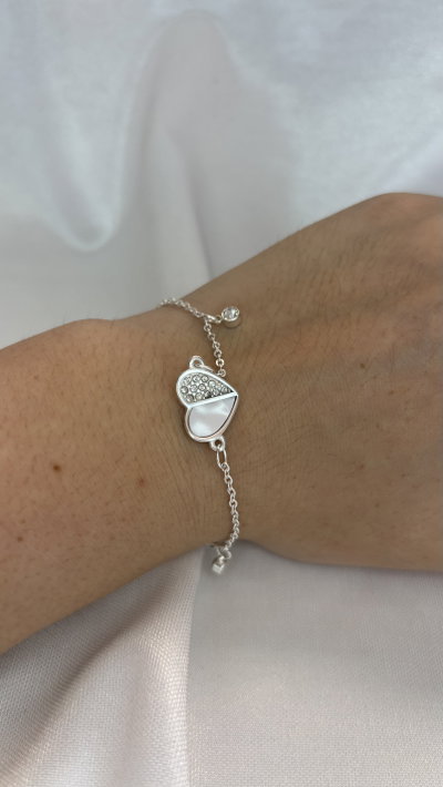 Pulsera Corazon Blanco - Acero Blanco 
