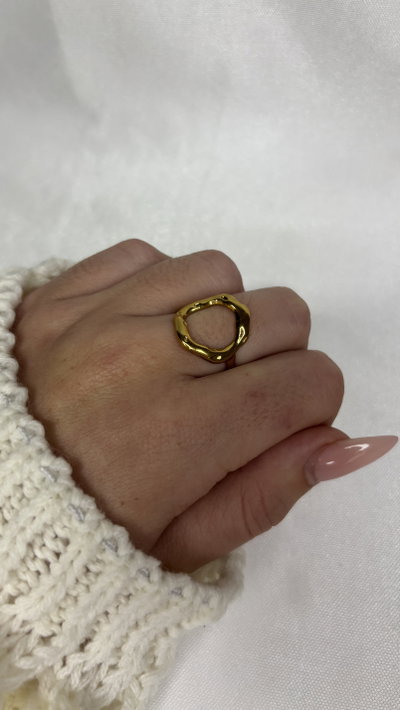 Anillo Aura Circle - Acero Dorado 