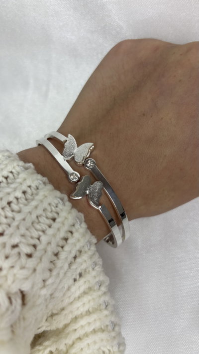 Brazalete Luz de Mariposa - Acero Blanco 