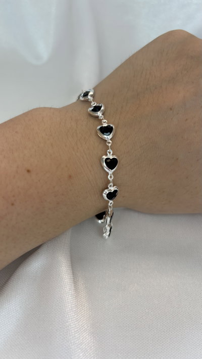 Pulsera Noir Love - Acero Blanco 