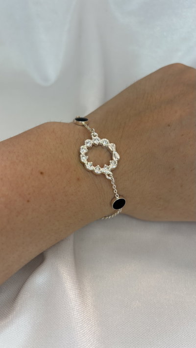Pulsera Noir Bow - Acero Blanco 