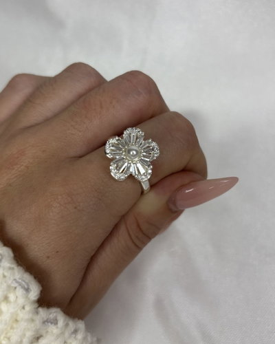 Anillo Flora Glow - Acero Blanco 