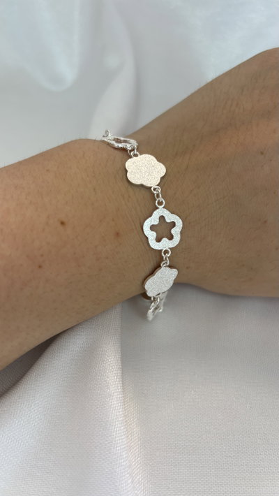 Pulsera White Flowers - Acero Blanco 
