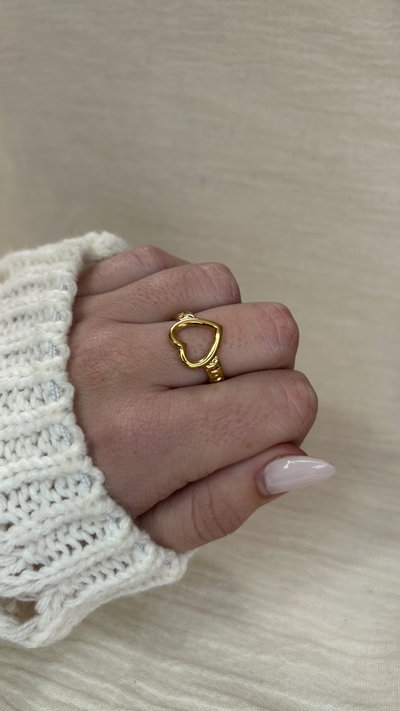 Anillo Heart Void (regulable) - Acero Dorado 