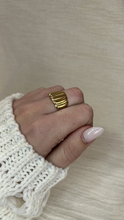 Anillo Relieve (regulable) - Acero Dorado 