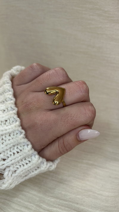 Anillo Heart Solid (regulable) - Acero Dorado 
