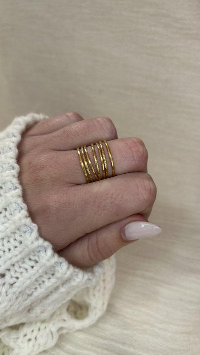 Anillo Multi Line (regulable) - Acero Dorado 