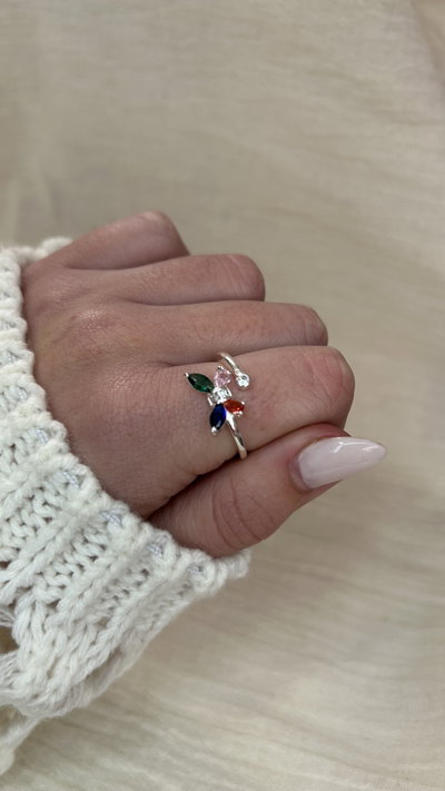 Anillo Aurora Butterfly (regulable) - Acero Blanco 