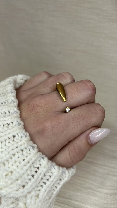 Anillo Drop (regulable) - Acero Dorado