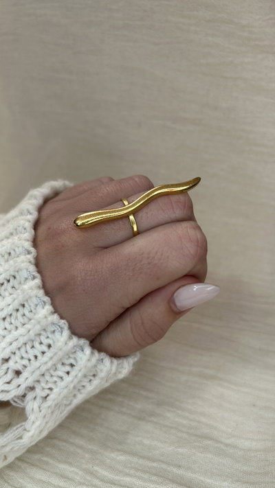 Anillo Linea Éter (regulable) - Acero Dorado 