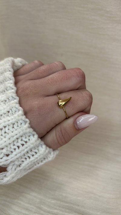 Anillo Drop Mini (regulable) - Acero Dorado 
