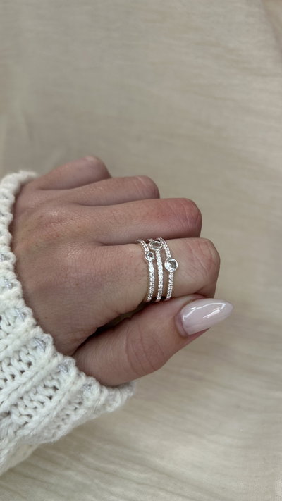 Anillo Tríada Brillante (regulable) - Acero Blanco 