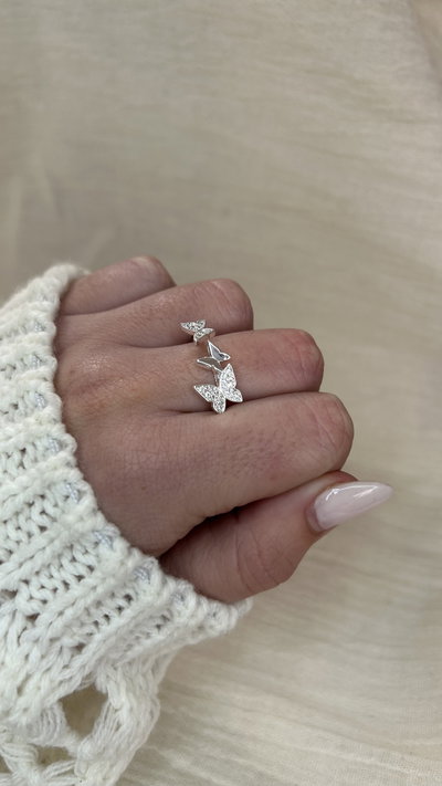 Anillo Élysia Butterflies (regulable) - Acero Blanco 