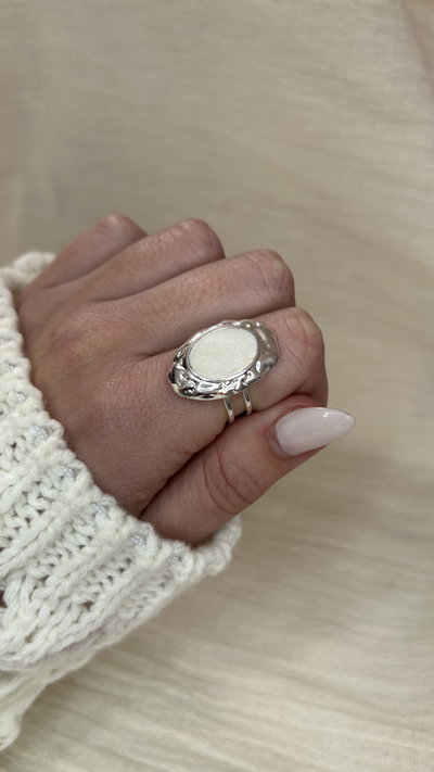 Anillo Pure Oval (regulable) - Acero Blanco