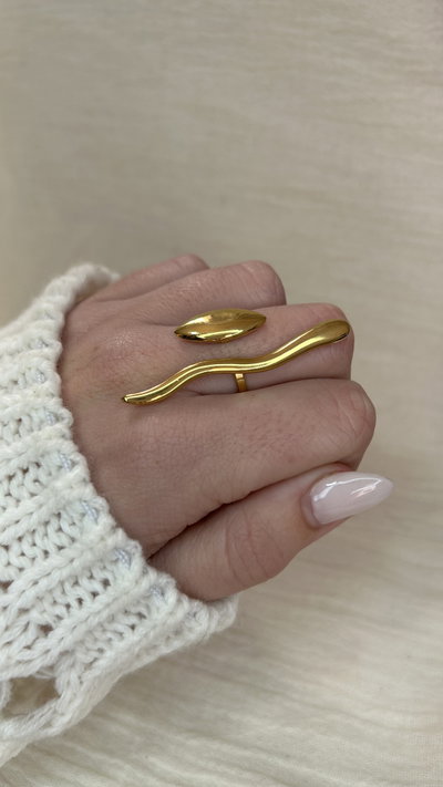 Anillo Linea Oval Éter (regulable) - Acero Dorado 