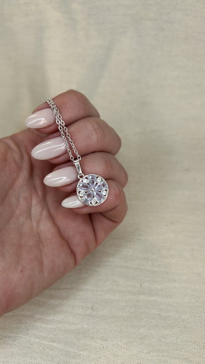 Collar Crystal - Acero Blanco 