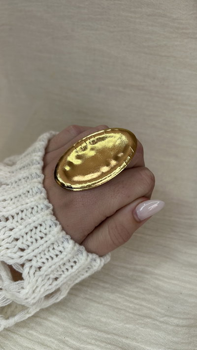 Anillo Oval Titan (regulable) - Acero Dorado
