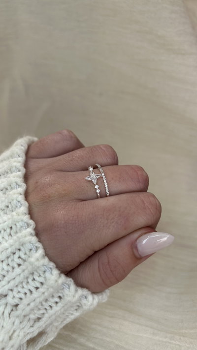 Anillo Crystal Veil (regulable) - Acero Blanco 