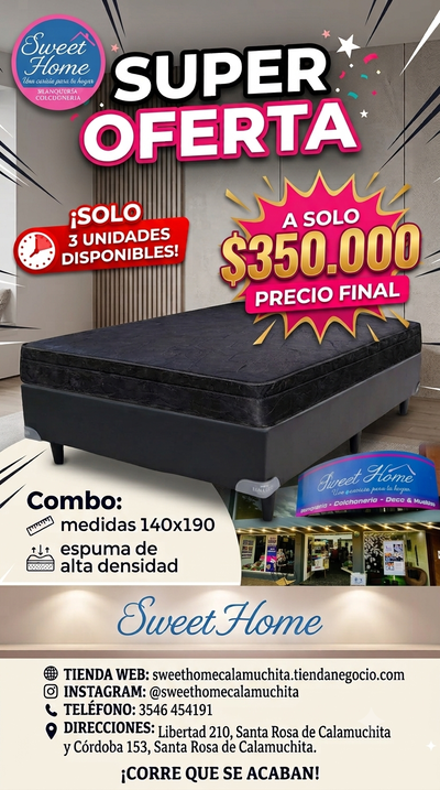 COMBO BASE ➕ COLCHÓN 1.40 mtrs.