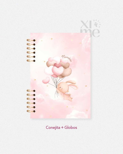 Agenda pediátrica - Conejita + globos