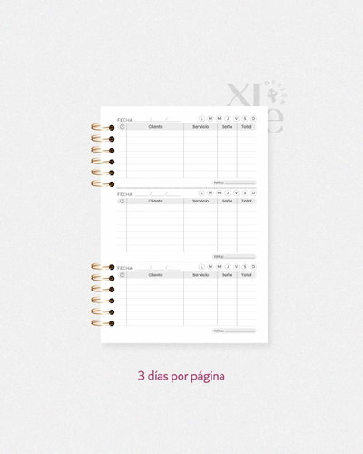 Agenda de turnos - Tres días por página