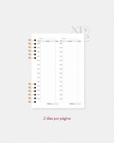 Agenda de turnos - Dos días por página