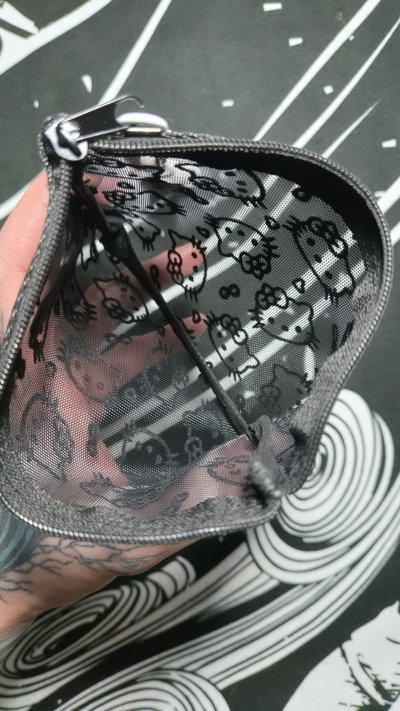 Neceser Mediano "HELLO KITTY" Tejido de red (Blanco/Negro)