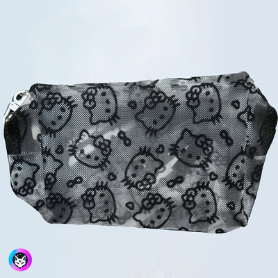 Cartuchera "HELLO KITTY" Tejido de red (Blanco/Negro)