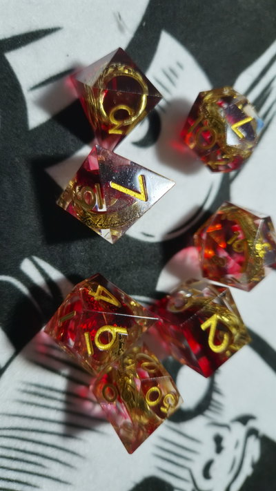 Set x7 Dados rol "EL SEÑOR DE LOS ANILLOS" Con anillo en su interior