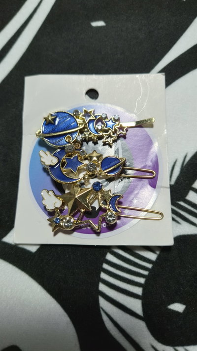 Pack Clip/Gancho de pelo "GALAXIA AZUL" x3 