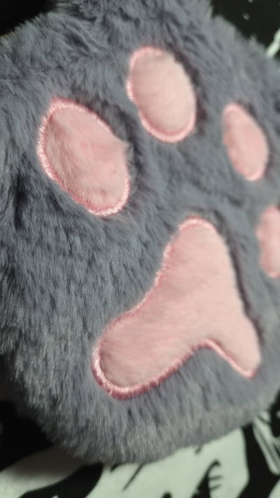 Cartera/bolso "HUELLA DE GATO" Felpa gris - CON CADENA