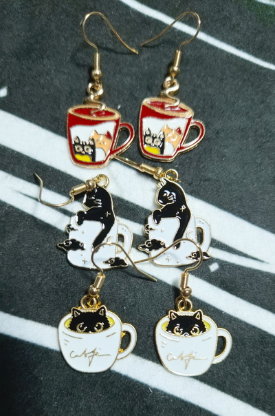 Par de Aros "GATOS TAZA" - 3 Variantes