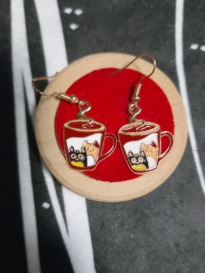 Par de Aros "GATOS TAZA" - 3 Variantes
