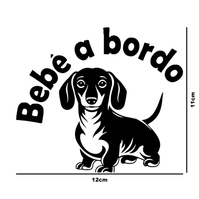 Calcomanía Bebé a Bordo Perro Salchicha Vinilo