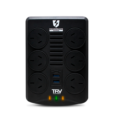 Estabilizador De Tension Trv Powersafe Av 6tomas/rj45/2000va Color Negro