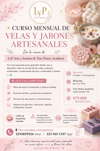 CURSO DE MENSUAL DE VELAS  Y JABONES
