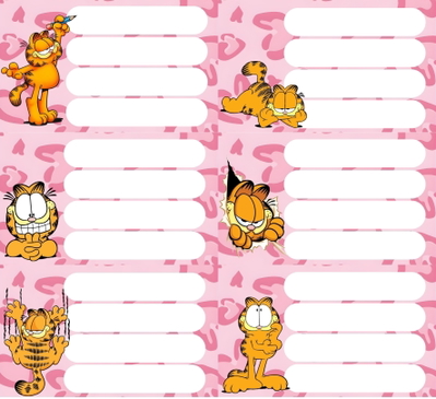 Etiquetas Escolares Estilo Garfield Digital